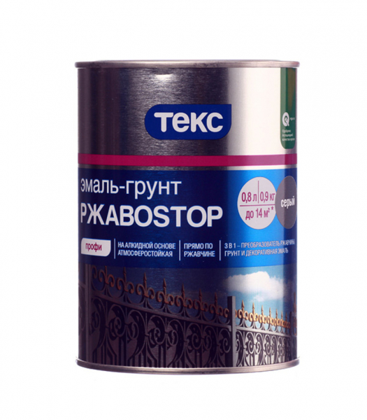 Грунт-эмаль по ржавчине Текс РжавоStop серая 3в1 глянцевая 0,9 кг